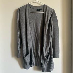 Gray Open Front Cardigan Sweater